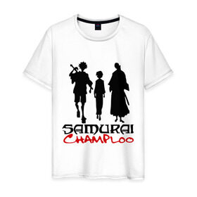 Мужская футболка хлопок с принтом Самурай Чамплоо в Петрозаводске, 100% хлопок | прямой крой, круглый вырез горловины, длина до линии бедер, слегка спущенное плечо. | anime | samurai champloo | аниме | анимэ | самурай чамплу
