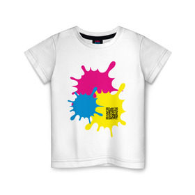 Детская футболка хлопок с принтом blur design в Петрозаводске, 100% хлопок | круглый вырез горловины, полуприлегающий силуэт, длина до линии бедер | qr | кляксы | код | разноцветные | шифр | яркие