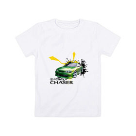 Детская футболка хлопок с принтом toyota chaser зеленая в Петрозаводске, 100% хлопок | круглый вырез горловины, полуприлегающий силуэт, длина до линии бедер | chaser | toyota | toyota chaser зеленая | зеленая | тоета | тойета | тойота