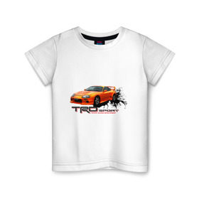 Детская футболка хлопок с принтом toyota supra TRD в Петрозаводске, 100% хлопок | круглый вырез горловины, полуприлегающий силуэт, длина до линии бедер | Тематика изображения на принте: tourer | toyota supra | супра | тойота | японские автомобили