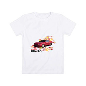 Детская футболка хлопок с принтом toyota celica красная в Петрозаводске, 100% хлопок | круглый вырез горловины, полуприлегающий силуэт, длина до линии бедер | celica | toyota celica | тойота | целика | японские автомобили