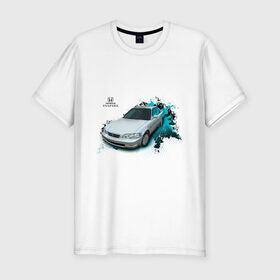 Мужская футболка премиум с принтом Honda INSPIRE в Петрозаводске, 92% хлопок, 8% лайкра | приталенный силуэт, круглый вырез ворота, длина до линии бедра, короткий рукав | Тематика изображения на принте: honda | tourer | хонда инспайр | японские автомобили
