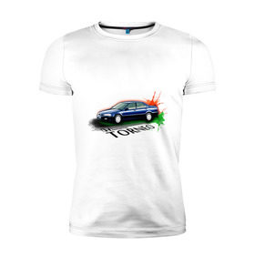 Мужская футболка премиум с принтом Honda TORNEO в Петрозаводске, 92% хлопок, 8% лайкра | приталенный силуэт, круглый вырез ворота, длина до линии бедра, короткий рукав | honda | honda torneo | tourer | хонда | японские автомобили