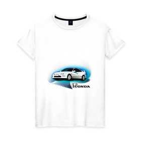 Женская футболка хлопок с принтом Honda INTEGRA в Петрозаводске, 100% хлопок | прямой крой, круглый вырез горловины, длина до линии бедер, слегка спущенное плечо | honda interga | tourer | ходна интегра | японские автомобили