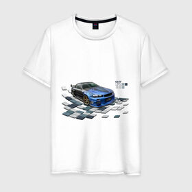 Мужская футболка хлопок с принтом Nisan Skyline в Петрозаводске, 100% хлопок | прямой крой, круглый вырез горловины, длина до линии бедер, слегка спущенное плечо. | nissan skyline | tourer | ниссан | скайлайн | японские автомобили