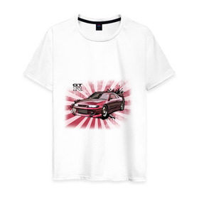 Мужская футболка хлопок с принтом Nisan Skyline красная в Петрозаводске, 100% хлопок | прямой крой, круглый вырез горловины, длина до линии бедер, слегка спущенное плечо. | nissan skyline | tourer | ниссан | скайлайн | японские автомобили