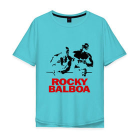 Мужская футболка хлопок Oversize с принтом Rocky Balboa в Петрозаводске, 100% хлопок | свободный крой, круглый ворот, “спинка” длиннее передней части | boxing | боксер | роки | рокки | рокки бальбоа | спорт