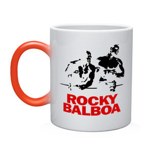 Кружка хамелеон с принтом Rocky Balboa в Петрозаводске, керамика | меняет цвет при нагревании, емкость 330 мл | boxing | боксер | роки | рокки | рокки бальбоа | спорт