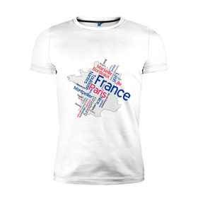 Мужская футболка премиум с принтом Франция (крупные города) в Петрозаводске, 92% хлопок, 8% лайкра | приталенный силуэт, круглый вырез ворота, длина до линии бедра, короткий рукав | 