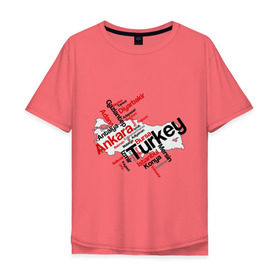 Мужская футболка хлопок Oversize с принтом Турция (крупные города) в Петрозаводске, 100% хлопок | свободный крой, круглый ворот, “спинка” длиннее передней части | Тематика изображения на принте: turkey | для туристов | туристические | турция