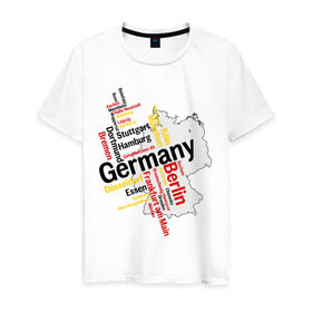 Мужская футболка хлопок с принтом Германия (крупные города) в Петрозаводске, 100% хлопок | прямой крой, круглый вырез горловины, длина до линии бедер, слегка спущенное плечо. | germany | германия | город | города | для туристов | туристические