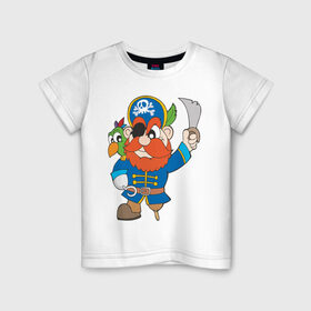 Детская футболка хлопок с принтом Отважный пират в Петрозаводске, 100% хлопок | круглый вырез горловины, полуприлегающий силуэт, длина до линии бедер | пират