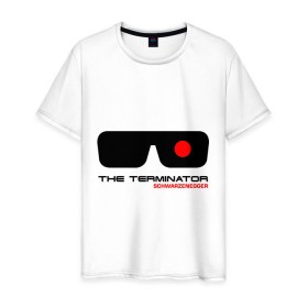 Мужская футболка хлопок с принтом The Terminator в Петрозаводске, 100% хлопок | прямой крой, круглый вырез горловины, длина до линии бедер, слегка спущенное плечо. | terminator | очки терминатор | терминатор | шварценеггер | шварцнеггер