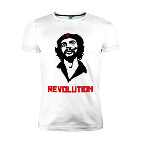 Мужская футболка премиум с принтом Che Guevara Revolution в Петрозаводске, 92% хлопок, 8% лайкра | приталенный силуэт, круглый вырез ворота, длина до линии бедра, короткий рукав | че гевара