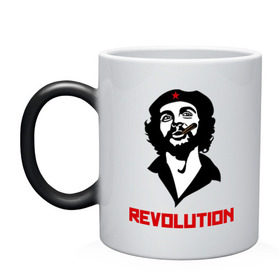 Кружка хамелеон с принтом Che Guevara Revolution в Петрозаводске, керамика | меняет цвет при нагревании, емкость 330 мл | Тематика изображения на принте: че гевара