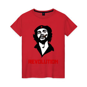 Женская футболка хлопок с принтом Che Guevara Revolution в Петрозаводске, 100% хлопок | прямой крой, круглый вырез горловины, длина до линии бедер, слегка спущенное плечо | че гевара
