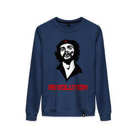 Женский свитшот хлопок с принтом Che Guevara Revolution в Петрозаводске, 100% хлопок | прямой крой, круглый вырез, на манжетах и по низу широкая трикотажная резинка  | че гевара