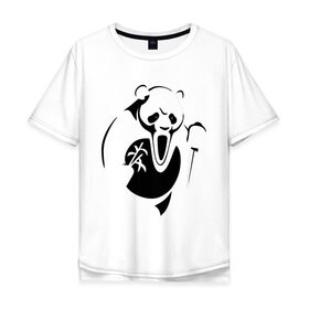 Мужская футболка хлопок Oversize с принтом Панда крик в Петрозаводске, 100% хлопок | свободный крой, круглый ворот, “спинка” длиннее передней части | панда