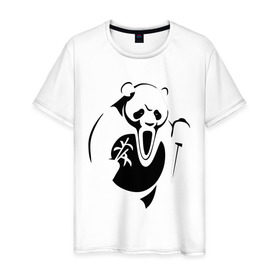 Мужская футболка хлопок с принтом Панда крик в Петрозаводске, 100% хлопок | прямой крой, круглый вырез горловины, длина до линии бедер, слегка спущенное плечо. | панда