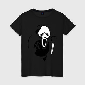 Женская футболка хлопок с принтом Панда крик в Петрозаводске, 100% хлопок | прямой крой, круглый вырез горловины, длина до линии бедер, слегка спущенное плечо | панда