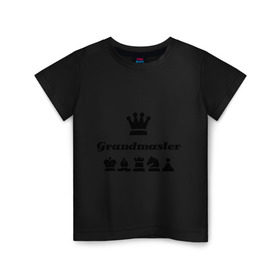 Детская футболка хлопок с принтом Grandmaster в Петрозаводске, 100% хлопок | круглый вырез горловины, полуприлегающий силуэт, длина до линии бедер | grandmaster | гросмейстер | гроссмейстер | шахматист | шахматы