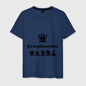 Мужская футболка хлопок с принтом Grandmaster в Петрозаводске, 100% хлопок | прямой крой, круглый вырез горловины, длина до линии бедер, слегка спущенное плечо. | grandmaster | гросмейстер | гроссмейстер | шахматист | шахматы