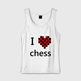 Женская майка хлопок с принтом I love chess в Петрозаводске, 95% хлопок, 5% эластан |  | chess | i love chess | шахматы | я люблю шахматы