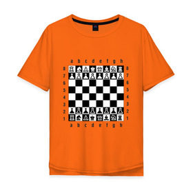 Мужская футболка хлопок Oversize с принтом Шахматная достка в Петрозаводске, 100% хлопок | свободный крой, круглый ворот, “спинка” длиннее передней части | шахматист | шахматная доска | шахматы