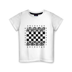 Детская футболка хлопок с принтом Шахматная достка в Петрозаводске, 100% хлопок | круглый вырез горловины, полуприлегающий силуэт, длина до линии бедер | Тематика изображения на принте: шахматист | шахматная доска | шахматы