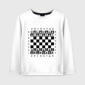 Детский лонгслив хлопок с принтом Шахматная достка в Петрозаводске, 100% хлопок | круглый вырез горловины, полуприлегающий силуэт, длина до линии бедер | шахматист | шахматная доска | шахматы
