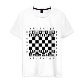 Мужская футболка хлопок с принтом Шахматная достка в Петрозаводске, 100% хлопок | прямой крой, круглый вырез горловины, длина до линии бедер, слегка спущенное плечо. | шахматист | шахматная доска | шахматы