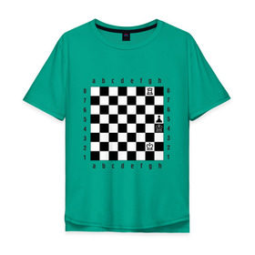 Мужская футболка хлопок Oversize с принтом Шахматная комбинация 1 в Петрозаводске, 100% хлопок | свободный крой, круглый ворот, “спинка” длиннее передней части | комбинация | шахматист | шахматная доска | шахматы