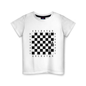 Детская футболка хлопок с принтом Шахматная комбинация 1 в Петрозаводске, 100% хлопок | круглый вырез горловины, полуприлегающий силуэт, длина до линии бедер | комбинация | шахматист | шахматная доска | шахматы