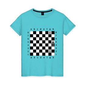 Женская футболка хлопок с принтом Шахматная комбинация 1 в Петрозаводске, 100% хлопок | прямой крой, круглый вырез горловины, длина до линии бедер, слегка спущенное плечо | комбинация | шахматист | шахматная доска | шахматы