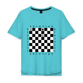 Мужская футболка хлопок Oversize с принтом Комбинация шах и мат в Петрозаводске, 100% хлопок | свободный крой, круглый ворот, “спинка” длиннее передней части | Тематика изображения на принте: checkmate | мат | шах | шах и мат | шахматист | шахматная доска | шахматы