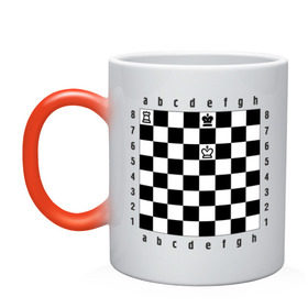 Кружка хамелеон с принтом Комбинация шах и мат в Петрозаводске, керамика | меняет цвет при нагревании, емкость 330 мл | Тематика изображения на принте: checkmate | мат | шах | шах и мат | шахматист | шахматная доска | шахматы