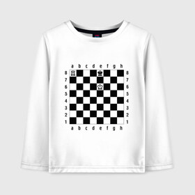 Детский лонгслив хлопок с принтом Комбинация шах и мат в Петрозаводске, 100% хлопок | круглый вырез горловины, полуприлегающий силуэт, длина до линии бедер | Тематика изображения на принте: checkmate | мат | шах | шах и мат | шахматист | шахматная доска | шахматы