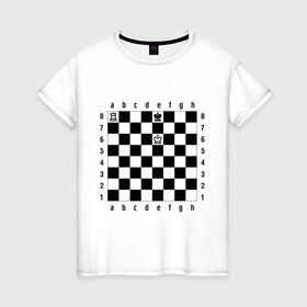 Женская футболка хлопок с принтом Комбинация шах и мат в Петрозаводске, 100% хлопок | прямой крой, круглый вырез горловины, длина до линии бедер, слегка спущенное плечо | checkmate | мат | шах | шах и мат | шахматист | шахматная доска | шахматы