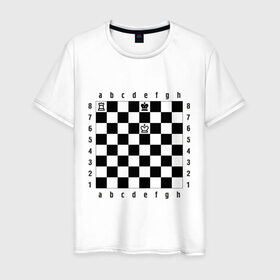 Мужская футболка хлопок с принтом Комбинация шах и мат в Петрозаводске, 100% хлопок | прямой крой, круглый вырез горловины, длина до линии бедер, слегка спущенное плечо. | Тематика изображения на принте: checkmate | мат | шах | шах и мат | шахматист | шахматная доска | шахматы