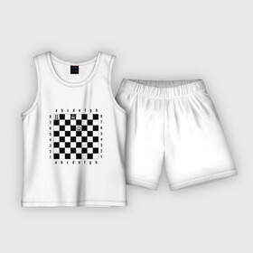Детская пижама с шортами хлопок с принтом Комбинация Шах в Петрозаводске,  |  | checkmate | мат | шах | шах и мат | шахматист | шахматная доска | шахматы