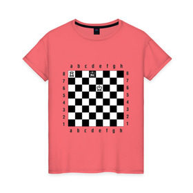 Женская футболка хлопок с принтом Комбинация Шах в Петрозаводске, 100% хлопок | прямой крой, круглый вырез горловины, длина до линии бедер, слегка спущенное плечо | checkmate | мат | шах | шах и мат | шахматист | шахматная доска | шахматы