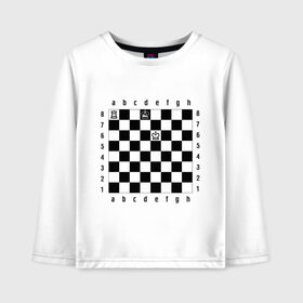 Детский лонгслив хлопок с принтом Комбинация Шах в Петрозаводске, 100% хлопок | круглый вырез горловины, полуприлегающий силуэт, длина до линии бедер | checkmate | мат | шах | шах и мат | шахматист | шахматная доска | шахматы