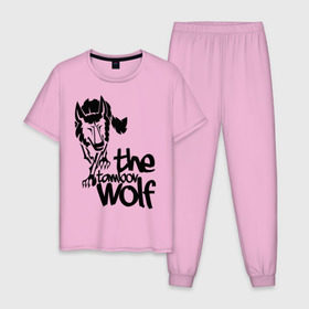 Мужская пижама хлопок с принтом тамбовский волк в Петрозаводске, 100% хлопок | брюки и футболка прямого кроя, без карманов, на брюках мягкая резинка на поясе и по низу штанин
 | wolf | волк | животные