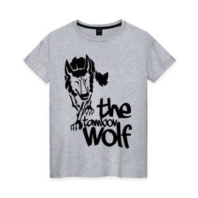Женская футболка хлопок с принтом тамбовский волк в Петрозаводске, 100% хлопок | прямой крой, круглый вырез горловины, длина до линии бедер, слегка спущенное плечо | wolf | волк | животные