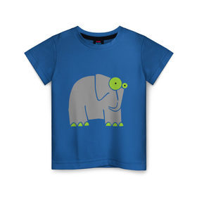 Детская футболка хлопок с принтом Веселый слоник в Петрозаводске, 100% хлопок | круглый вырез горловины, полуприлегающий силуэт, длина до линии бедер | слон