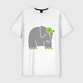 Мужская футболка премиум с принтом Веселый слоник в Петрозаводске, 92% хлопок, 8% лайкра | приталенный силуэт, круглый вырез ворота, длина до линии бедра, короткий рукав | слон