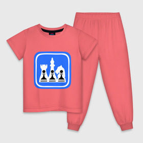 Детская пижама хлопок с принтом белые-черные в Петрозаводске, 100% хлопок |  брюки и футболка прямого кроя, без карманов, на брюках мягкая резинка на поясе и по низу штанин
 | chess | дорожный знак | знак | шахматы