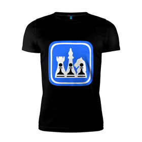 Мужская футболка премиум с принтом белые-черные в Петрозаводске, 92% хлопок, 8% лайкра | приталенный силуэт, круглый вырез ворота, длина до линии бедра, короткий рукав | chess | дорожный знак | знак | шахматы