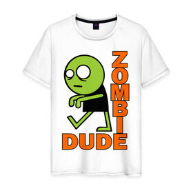 Мужская футболка хлопок с принтом zombie dude в Петрозаводске, 100% хлопок | прямой крой, круглый вырез горловины, длина до линии бедер, слегка спущенное плечо. | Тематика изображения на принте: зомби