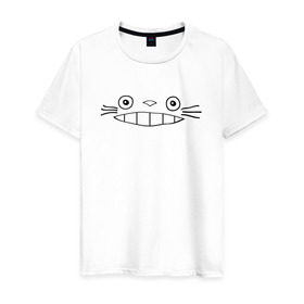 Мужская футболка хлопок с принтом totoro face в Петрозаводске, 100% хлопок | прямой крой, круглый вырез горловины, длина до линии бедер, слегка спущенное плечо. | totoro | аниме | анимэ | тоторо